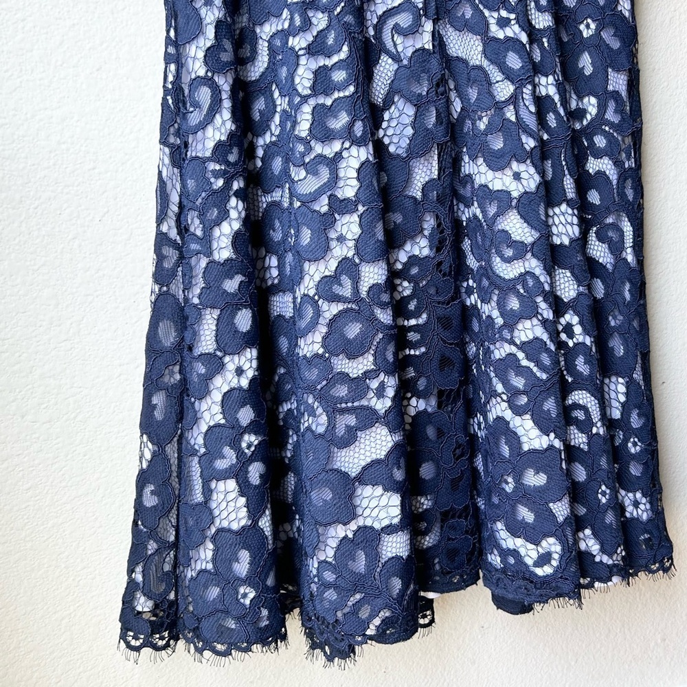 Shoshanna Carmen Lace Fit & Flare Dress in Ink Navy Blue White Sz 6 - Picture 11 of 14